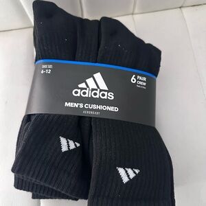 Brand New Adidas Men's Cushioned Crew Socks - Black and White - Size 6-12